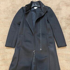 DKNY Black Long Mesh Zip Up Coat Size XS